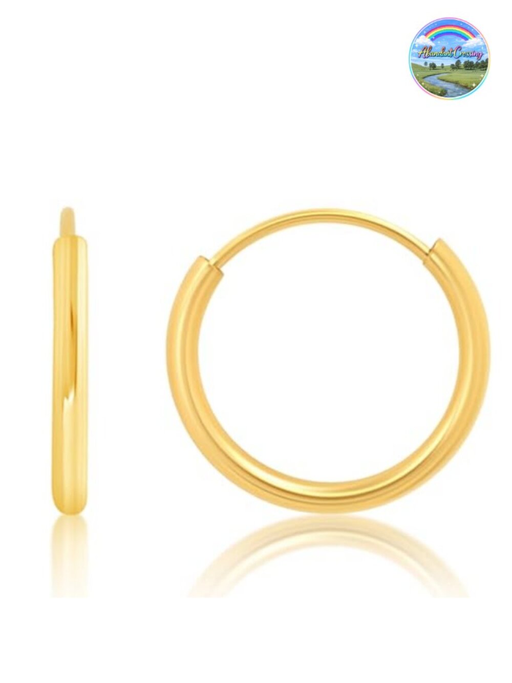 14K Yellow Gold 1.5mm Tube Hoop Earrings for Women